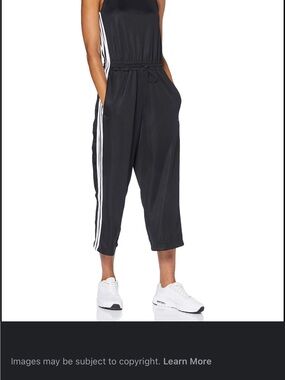 adidas Black Jumpsuit with Signature White Side Stripes